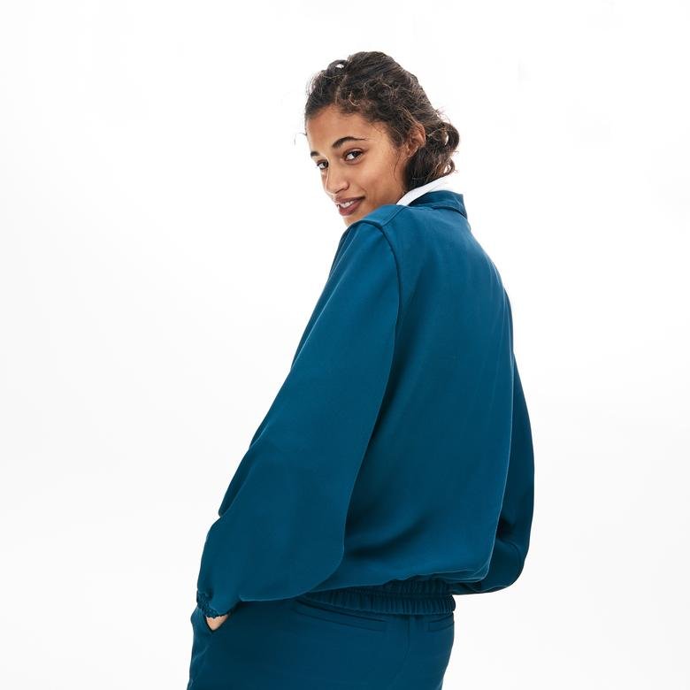 Lacoste Motion Kadın Bol Kesim Kapüşonlu Mavi Sweatshirt