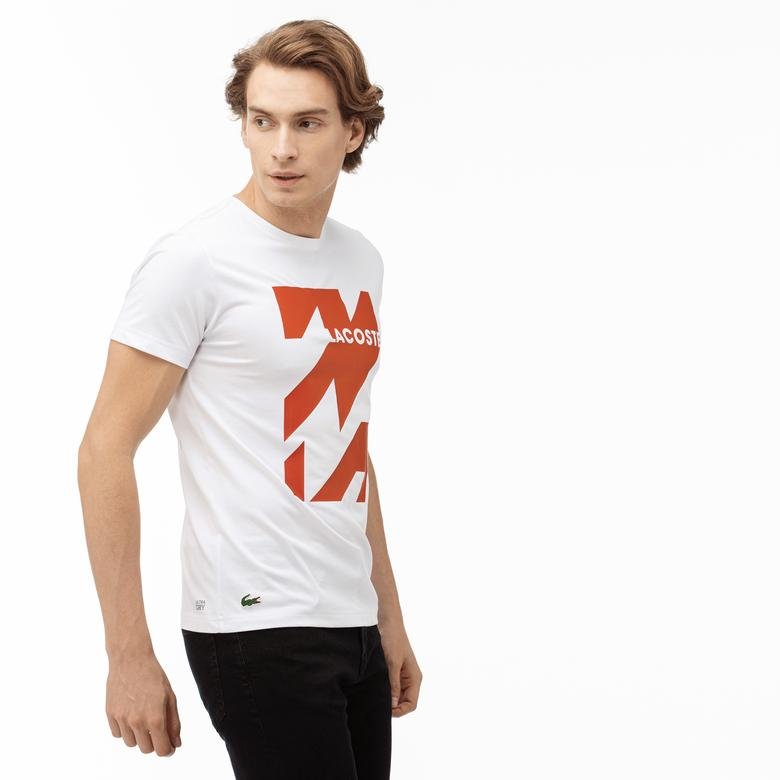 Lacoste Sport Erkek Baskılı Beyaz T-Shirt