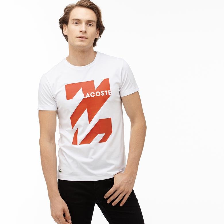 Lacoste Sport Erkek Baskılı Beyaz T-Shirt