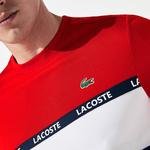 Lacoste Sport Erkek Blok Desenli Lacoste Baskılı Kırmızı T-Shirt