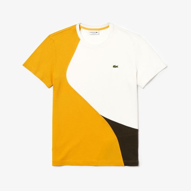 Lacoste Erkek Regular Fit Blok Desenli Sarı T-Shirt