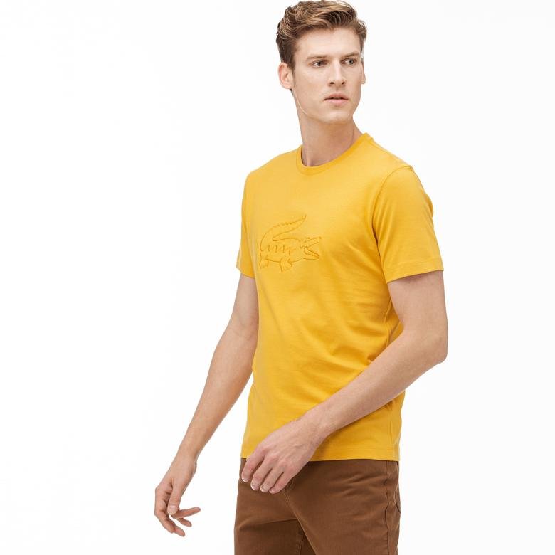 Lacoste Erkek Regular Fit Sarı Baskılı Desenli T-Shirt