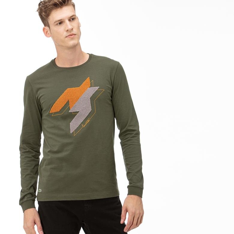 Lacoste Erkek Yeşil Uzun Kollu Desenli T-Shirt