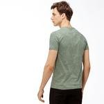 Lacoste Erkek Desenli V Yaka  Yeşil T-Shirt
