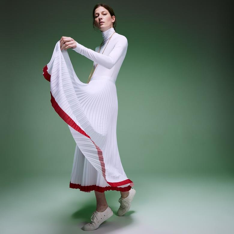 Lacoste Fashion Show Kadın Asimetrik Kesimli Beyaz Etek
