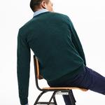Lacoste Erkek V Yaka Klasik Fit Yün Yeşil Triko Kazak