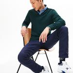 Lacoste Erkek V Yaka Klasik Fit Yün Yeşil Triko Kazak