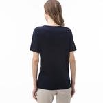 Lacoste Kadın Kayık Yaka Lacivert T-Shirt