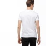 Lacoste Erkek Bisiklet Yaka Desenli Beyaz T-Shirt