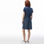 Lacoste Kadın Kısa Kollu Denim Lacivert Elbise