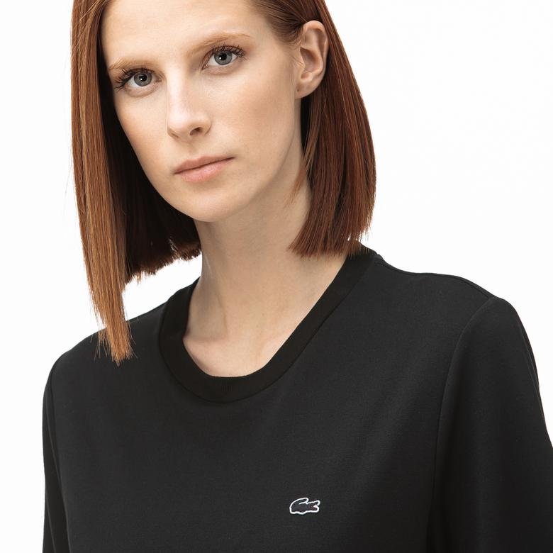 Lacoste Kadın Kayık Yaka Siyah T-Shirt