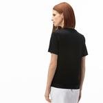 Lacoste Kadın Kayık Yaka Siyah T-Shirt