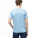 Lacoste Erkek Bisiklet Yaka Baskılı Blok Desenli Mavi T-Shirt