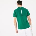 Lacoste Sport Erkek Bisiklet Yaka Blok Desenli Yeşil - Beyaz T-Shirt
