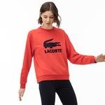 Lacoste Motion Kadın Bisiklet Yaka Timsah Baskılı Kırmızı Sweatshirt