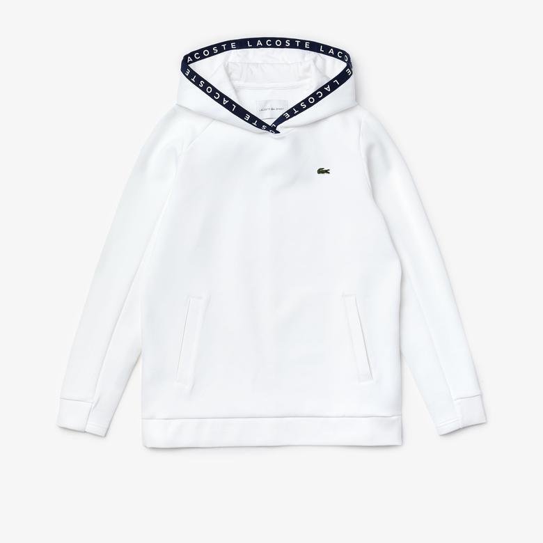 Lacoste Sport Kadın Kapüşonlu Beyaz Sweatshirt