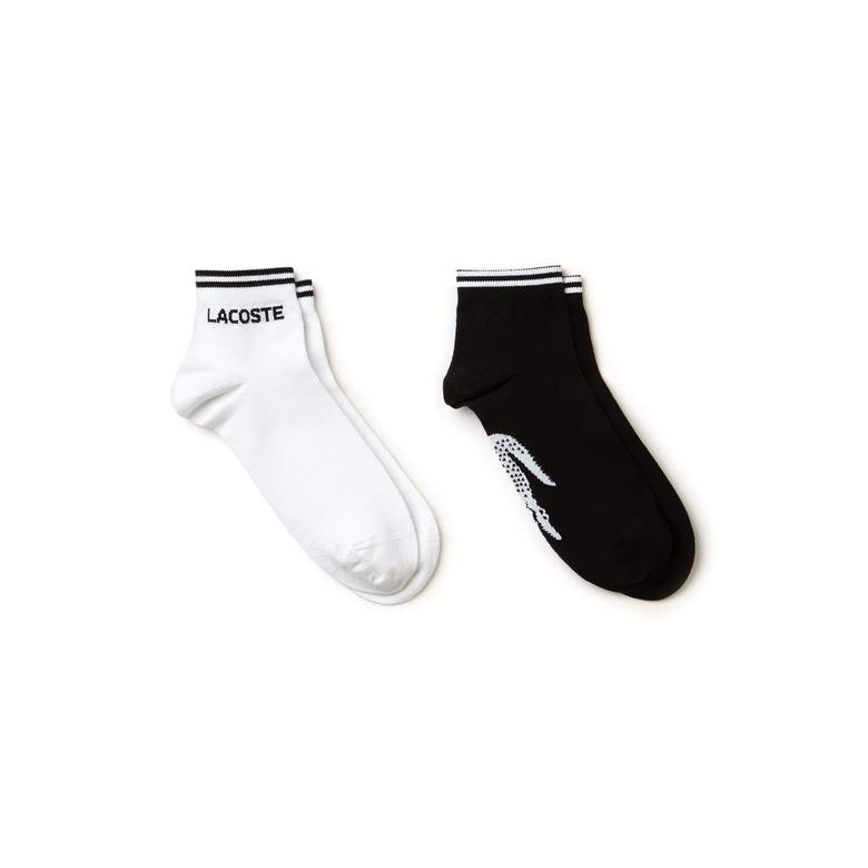 Lacoste Unisex Sport Siyah-Beyaz 2'li Çorap