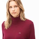 Lacoste Kadın Bordo Kaşmir Karışmlı Balıkçı Yaka Triko Kazak