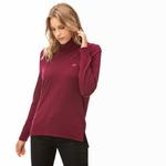 Lacoste Kadın Bordo Kaşmir Karışmlı Balıkçı Yaka Triko Kazak