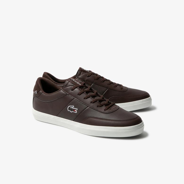 Lacoste Court-Master 120 2 Cma Erkek Koyu Kahverengi - Beyaz Deri Casual Ayakkabı