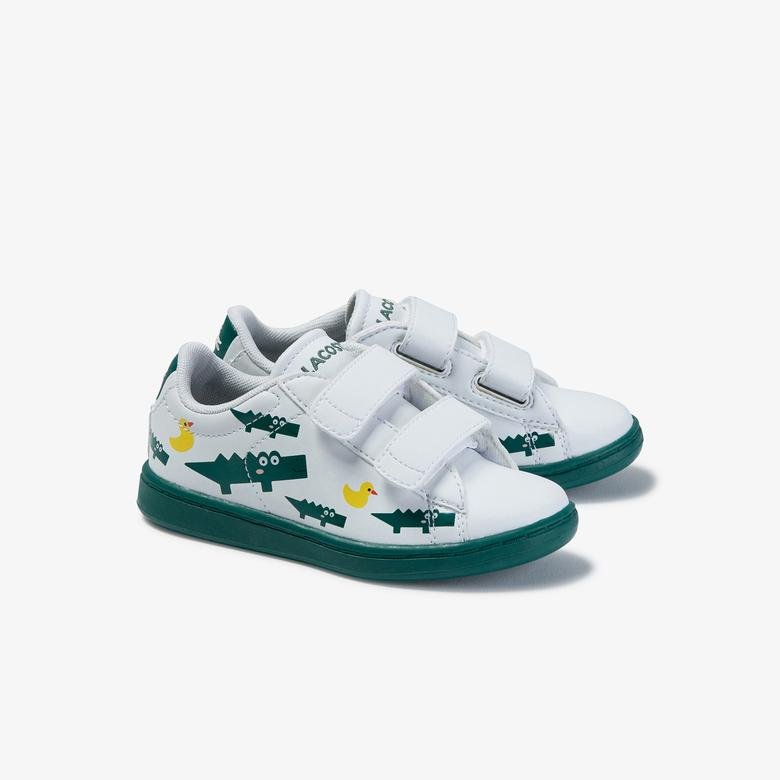 Lacoste Carnaby Evo 120 3 Sui Çocuk Beyaz - Yeşil Baskılı Sneaker
