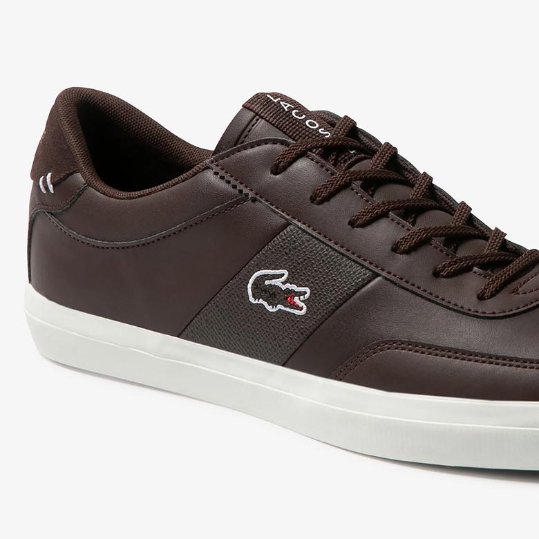 Lacoste Court-Master 120 2 Cma Erkek Koyu Kahverengi - Beyaz Deri Casual Ayakkabı