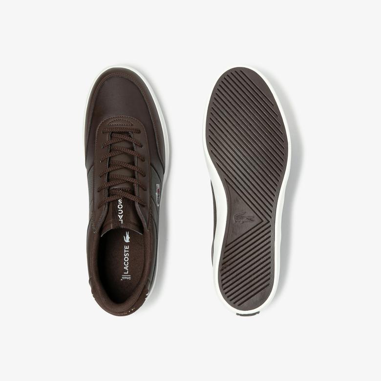 Lacoste Court-Master 120 2 Cma Erkek Koyu Kahverengi - Beyaz Deri Casual Ayakkabı