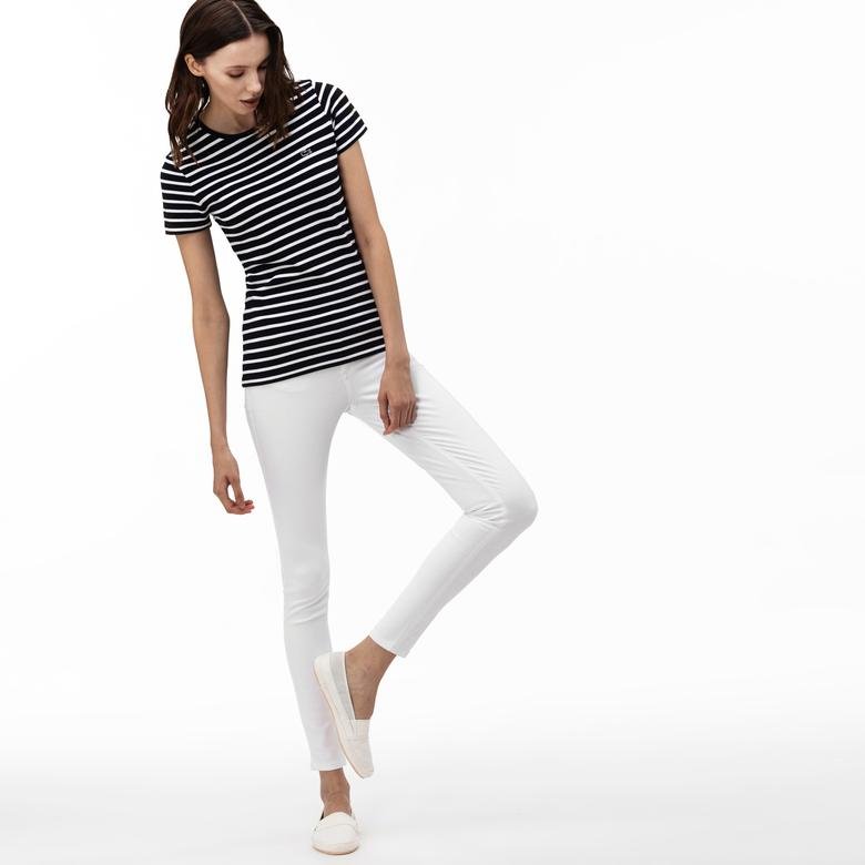 Lacoste Kadın Slim Fit Beyaz Jean