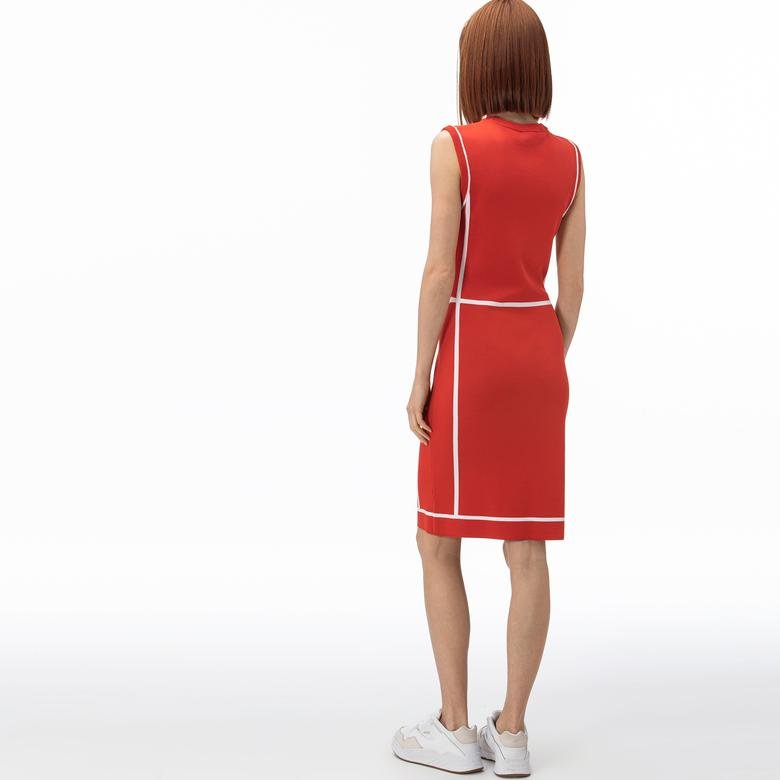 Lacoste Kadın V Yaka Kolsuz Kırmızı Elbise