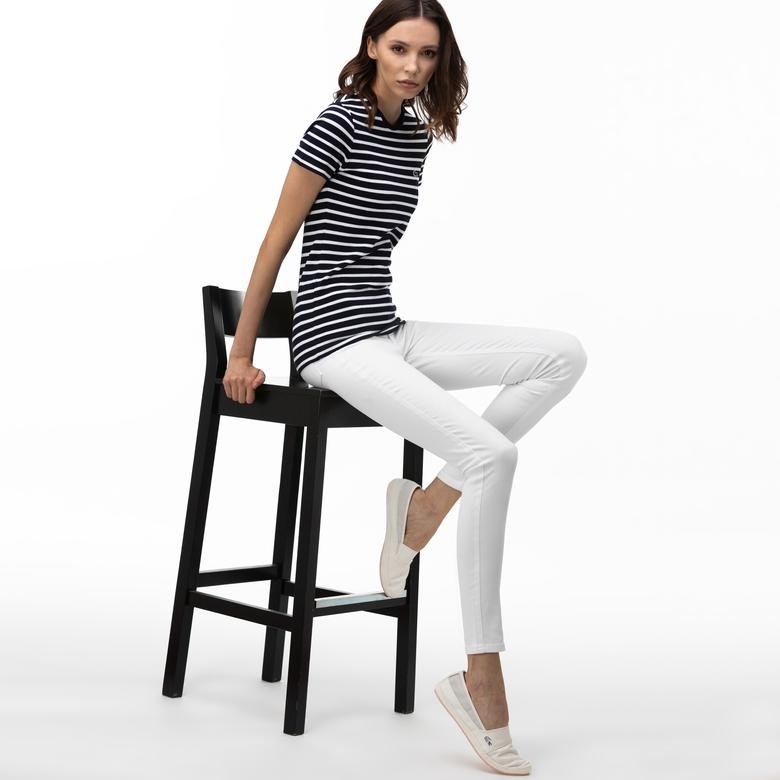 Lacoste Kadın Slim Fit Beyaz Jean