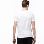 Lacoste Erkek Bisiklet Yaka Baskılı Beyaz T-Shirt