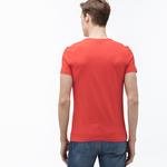 Lacoste Erkek Bisiklet Yaka Baskılı Kırmızı T-Shirt