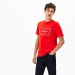 Lacoste Erkek Kırmızı Bisiklet Yaka Baskılı T-Shirt