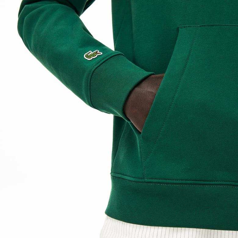 Lacoste Erkek Kapüşonlu Baskılı Yeşil Sweatshirt
