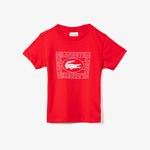 Lacoste Çocuk Bisiklet Yaka Baskılı Kırmızı T-Shirt