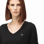 Lacoste Kadın V Yaka Siyah T-Shirt