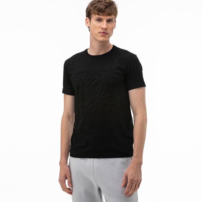 Lacoste Erkek Bisiklet Yaka Baskılı Siyah T-Shirt
