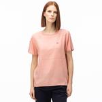 Lacoste Kadın Kayık Yaka Çizgili Açık Pembe T-Shirt