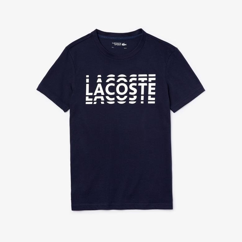 Lacoste Sport Erkek Bisiklet Yaka Baskılı Lacivert T-Shirt