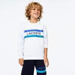 Lacoste Sport Çocuk Bisiklet Yaka Baskılı Beyaz Sweatshirt