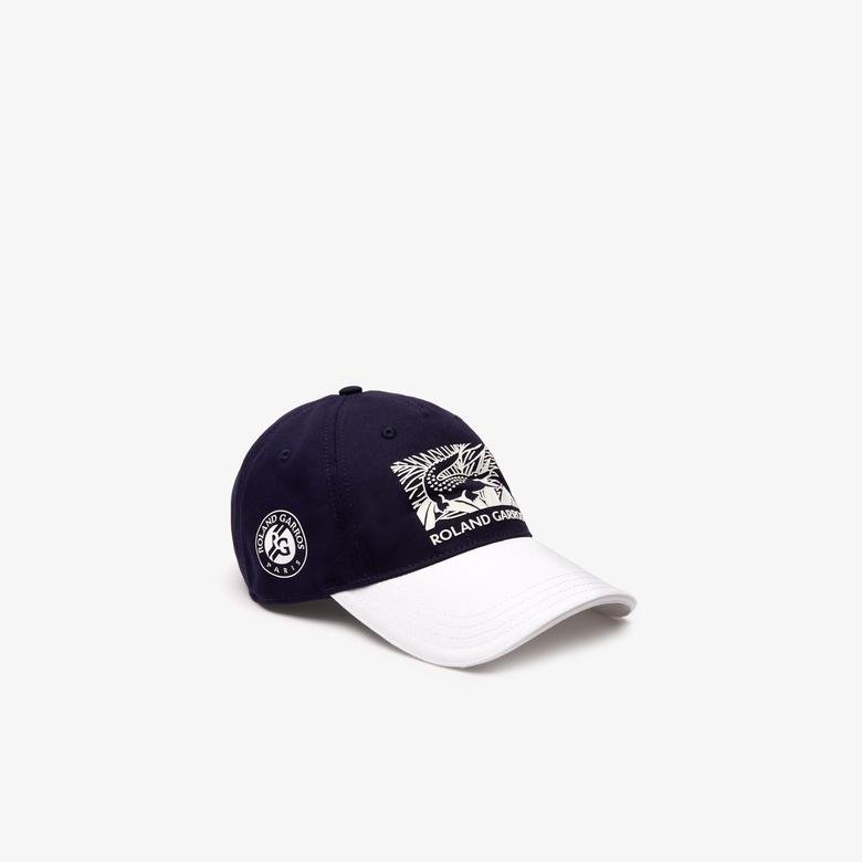 Lacoste Sport Roland Garros Unisex Timsah Baskılı Lacivert - Beyaz Şapka