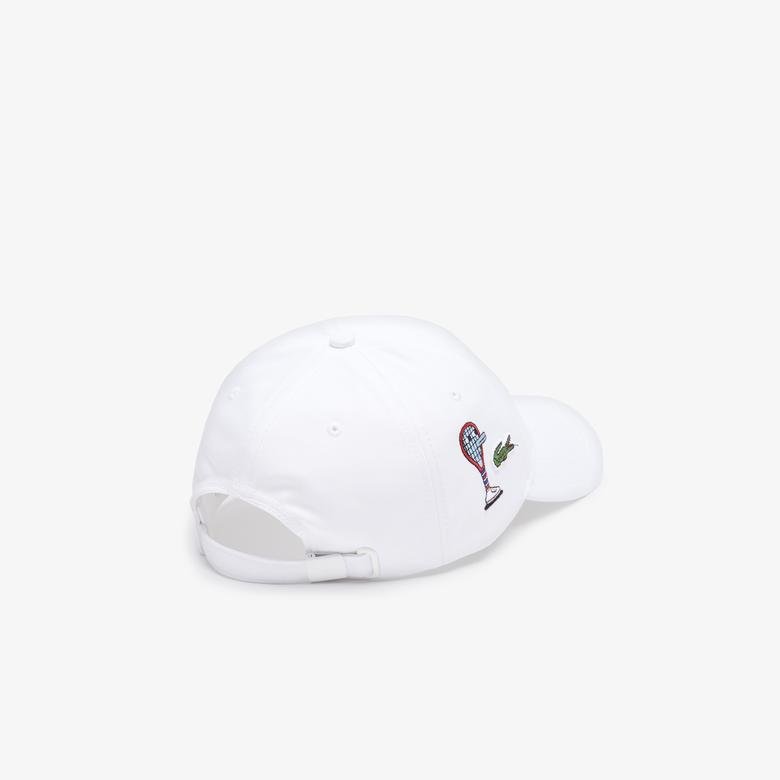 Lacoste X Jeremyville Unisex Desenli Beyaz Şapka