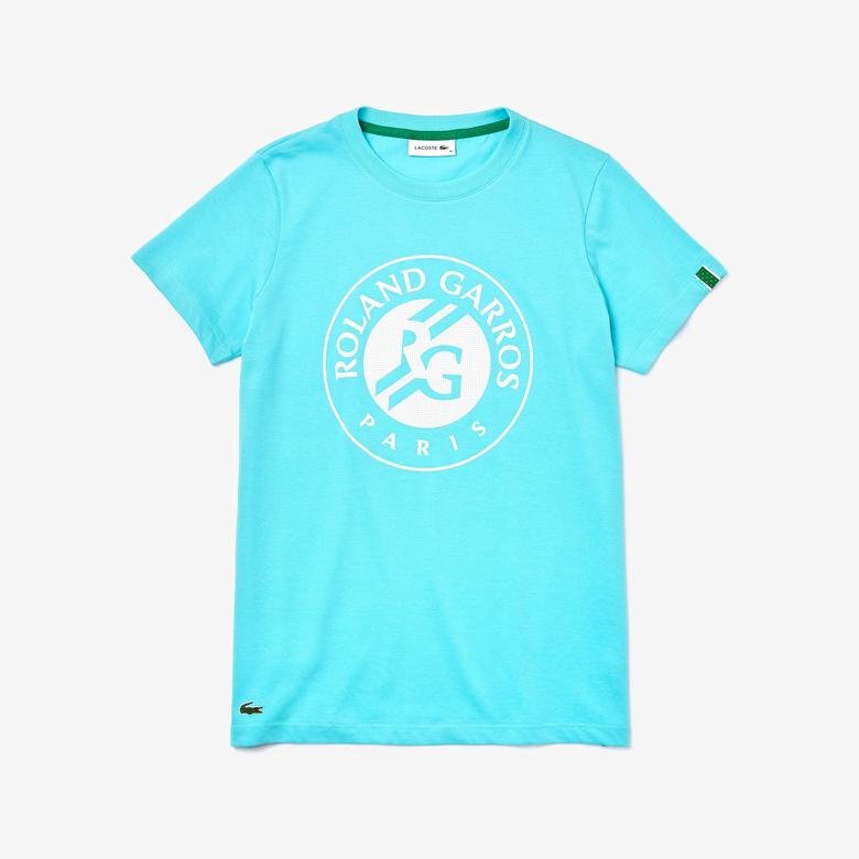Lacoste Sport Kadın Bisiklet Yaka Baskılı Mavi T-Shirt