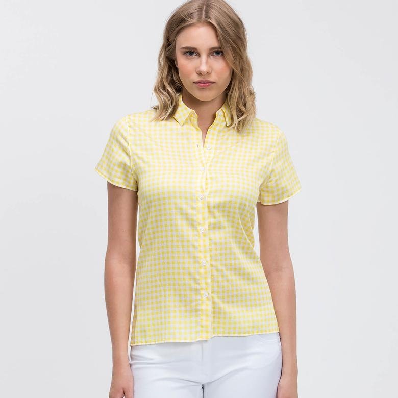 Lacoste Kadın Regular Fit Kısa Kollu Sarı Gömlek