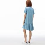 Lacoste Kadın V Yaka Denim Mavi Elbise