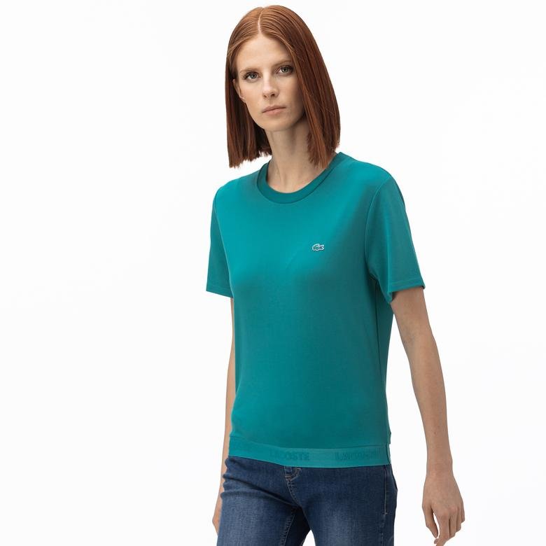Lacoste Kadın Kayık Yaka Yeşil T-Shirt