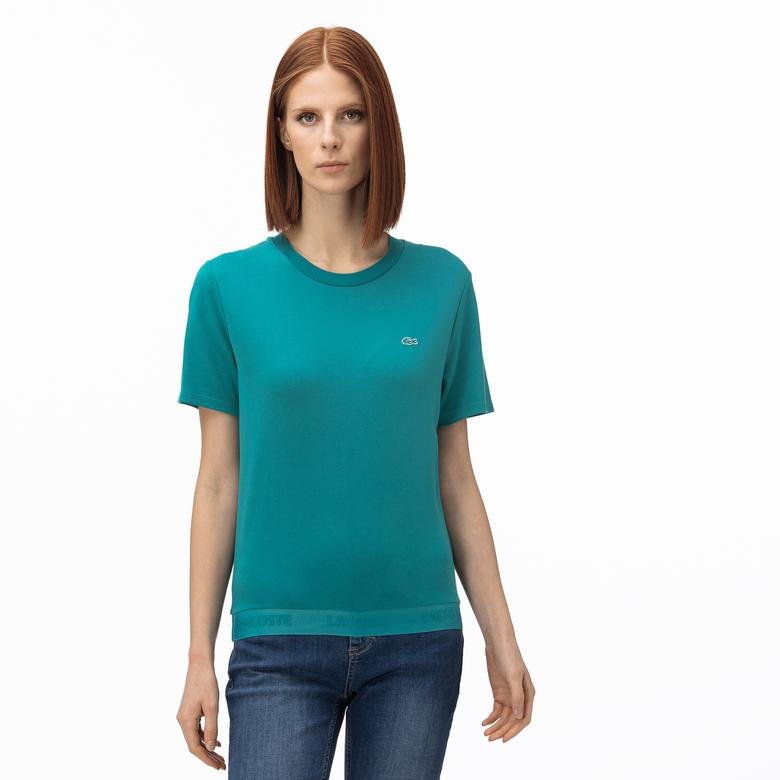 Lacoste Kadın Kayık Yaka Yeşil T-Shirt