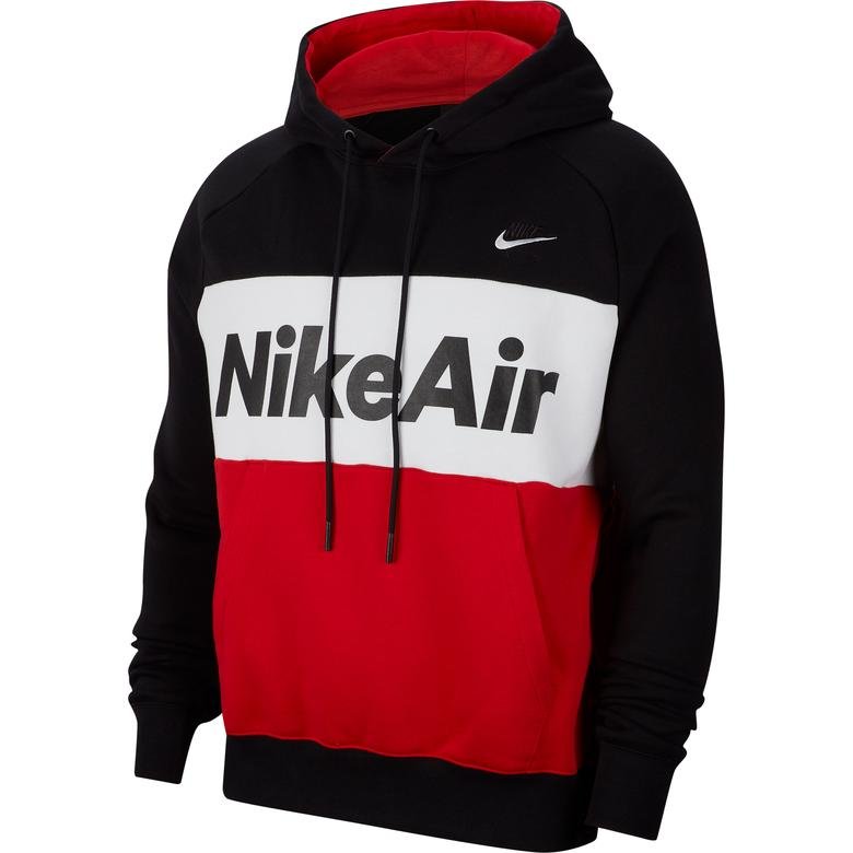 Nike Sportswear Air Erkek Siyah-Kırmızı Kapüşonlu Sweatshirt