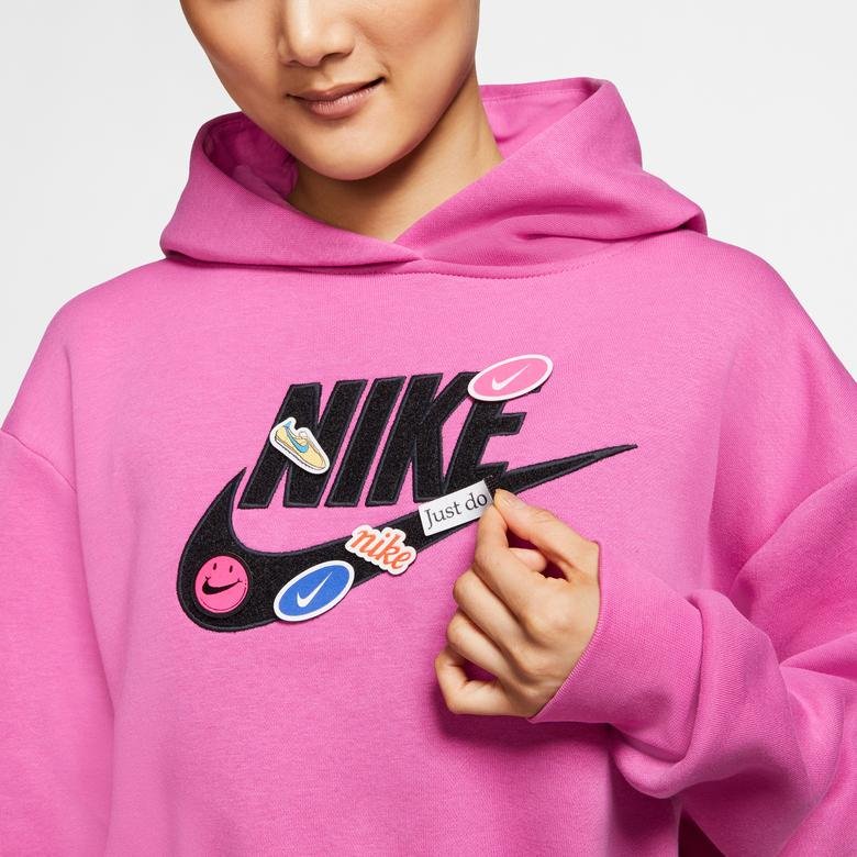 Nike Sportswear Fleece Kadın Pembe Kapüşonlu Sweatshirt