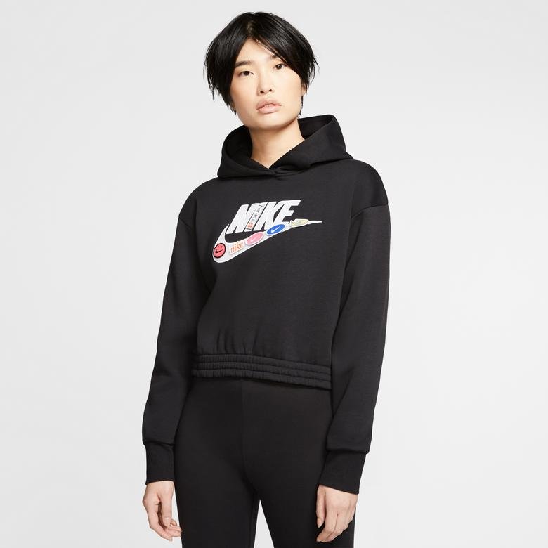 Nike Sportswear Fleece Kadın Siyah Kapüşonlu Sweatshirt
